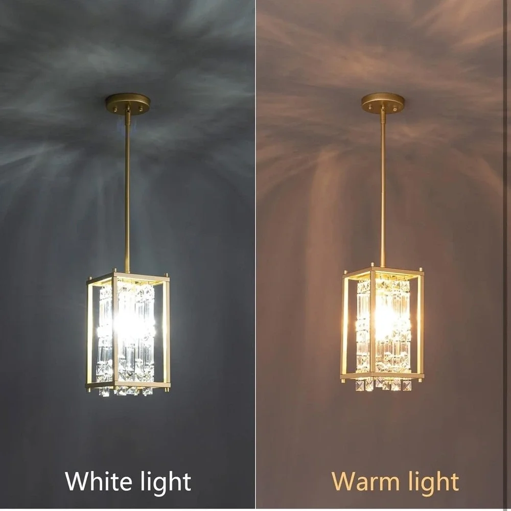 Modern Gold Crystal Chandelier Pendant Light‎ Adjustable Height for Kitchen Bar
